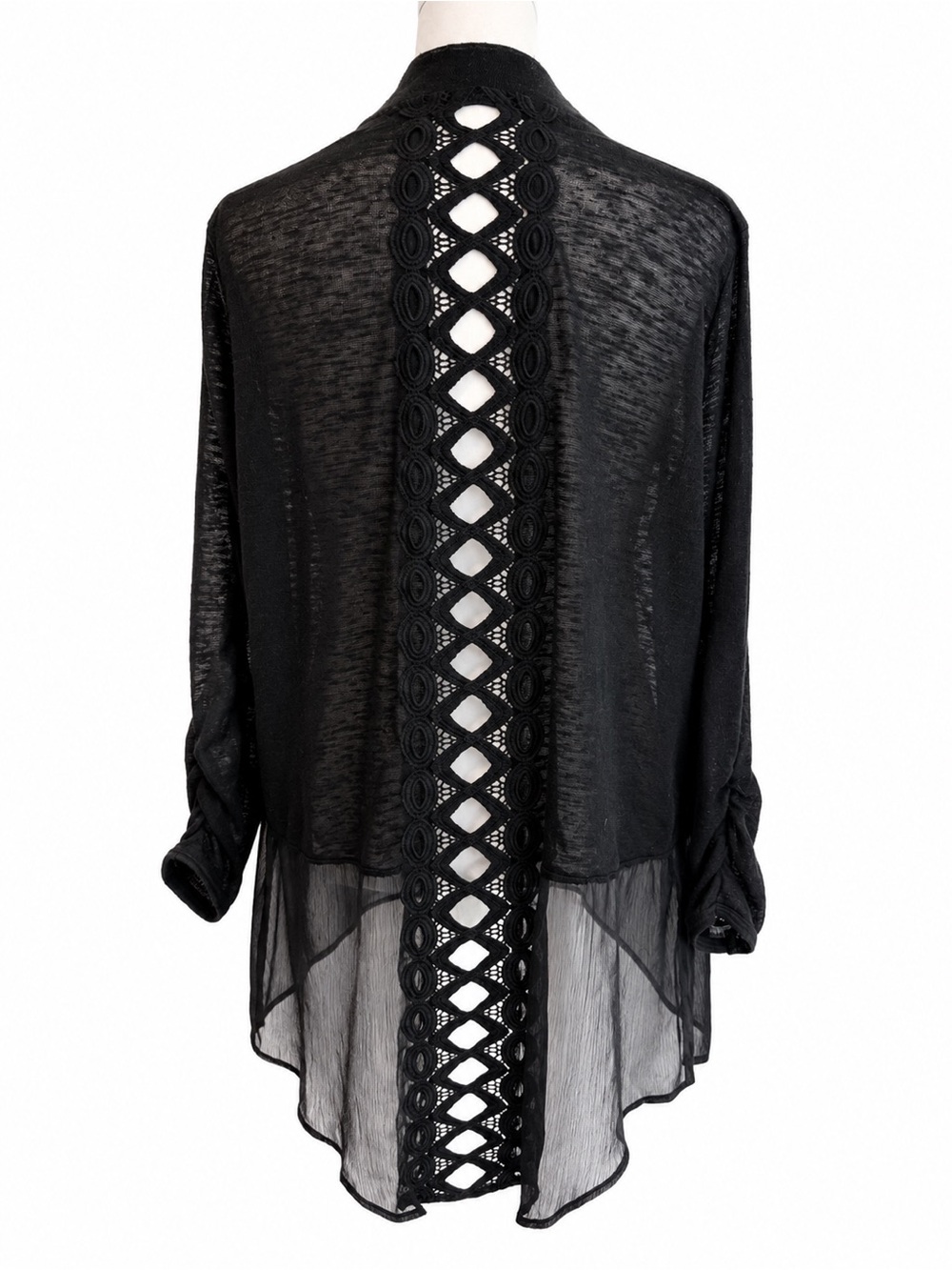 august silk Black Sheer Open-Front Women's Cardigan